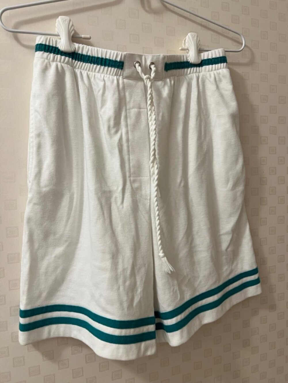 80s white Catalina drawstring track shorts with braided rope nautical drawstring